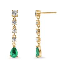 Pendant d'oreilles Argent Zircone vert, 10 Pierres jaune Plaqué or-602947