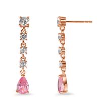 Pendant d'oreilles Argent Zircone rose, 10 Pierres rosé Plaqué or-602949