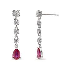 Pendant d'oreilles Argent Zircone rose, 10 Pierres Rhodié-602951