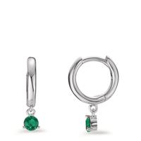 Créoles à charnières Argent Zircone vert, 2 Pierres Rhodié-602957