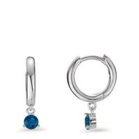 Créoles à charnières Argent Zircone bleu, 2 Pierres Rhodié-602960