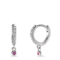 Créoles à charnières Argent Zircone rose, 16 Pierres Rhodié-602969