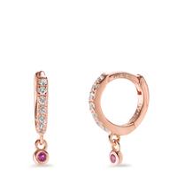 Créoles à charnières Argent Zircone rose, 16 Pierres rosé Plaqué or-602970