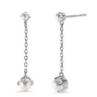 Pendant d'oreilles Argent Rhodié [shining Pearls] blanc, 4 Perles-602990