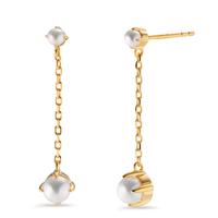 Pendant d'oreilles Argent jaune Plaqué or [shining Pearls] blanc, 4 Perles-602992