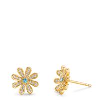 Clous d'oreilles Argent Zircone 50 Pierres jaune Plaqué or Fleur Ø10.5 mm-603007