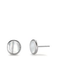Clous d'oreilles Argent Rhodié nacre blanc Ø10 mm-603017