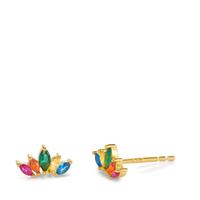 Clous d'oreilles Argent Zircone 10 Pierres jaune Plaqué or-603026