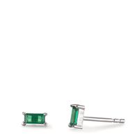 Clous d'oreilles Argent Zircone vert, 2 Pierres Rhodié-603033