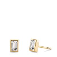 Clous d'oreilles Argent Zircone 2 Pierres jaune Plaqué or-603053