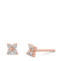 Clous d'oreilles Argent Zircone 8 Pierres rosé Plaqué or Fleur Ø4.5 mm-603055