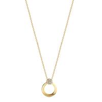 Collier Or jaune 14K Zircone 7 Pierres 42-45 cm Ø9 mm-603093