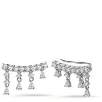 Boucle d'oreille glissante Argent Zircone 32 Pierres Rhodié-603131