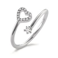 Bague Argent Zircone 15 Pierres Rhodié Coeur-603143