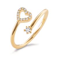 Bague Argent Zircone 15 Pierres jaune Plaqué or Coeur-603145
