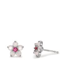 Clous d'oreilles Argent Zircone 12 Pierres Rhodié Fleur Ø8.5 mm-603173