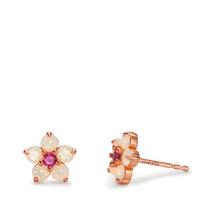 Clous d'oreilles Argent Zircone 12 Pierres rosé Plaqué or Fleur Ø8.5 mm-603174