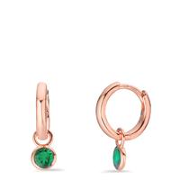 Créoles à charnières Argent Zircone vert, 2 Pierres rosé Plaqué or-603192