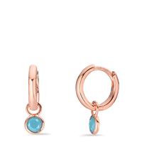 Créoles à charnières Argent Zircone turquoise, 2 Pierres rosé Plaqué or-603195