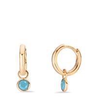 Créoles à charnières Argent Zircone turquoise, 2 Pierres jaune Plaqué or-603196