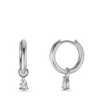 Créoles à charnières Argent Zircone 2 Pierres Rhodié-603203