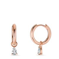 Créoles à charnières Argent Zircone 2 Pierres rosé Plaqué or-603204