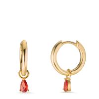 Créoles à charnières Argent Zircone orange, 2 Pierres jaune Plaqué or-603208