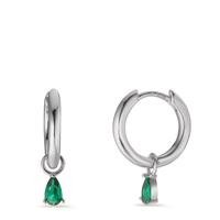 Créoles à charnières Argent Zircone vert, 2 Pierres Rhodié-603209
