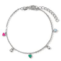 Bracelet Argent Zircone 2 Pierres Rhodié Coeur 16-19 cm-603215