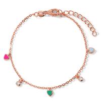 Bracelet Argent Zircone 2 Pierres rosé Plaqué or Coeur 16-19 cm-603216
