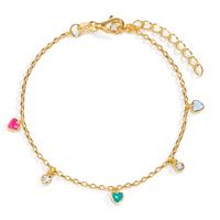 Bracelet Argent Zircone 2 Pierres jaune Plaqué or Coeur 16-19 cm-603217