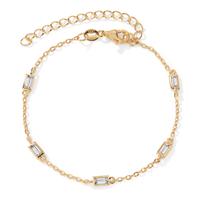 Bracelet Argent Zircone 5 Pierres jaune Plaqué or 15.5-20.5 cm-603232