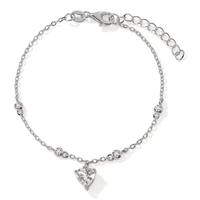 Bracelet Argent Zircone 5 Pierres Rhodié Coeur 16-19 cm-603233