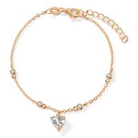Bracelet Argent Zircone 5 Pierres jaune Plaqué or Coeur 16-19 cm-603235