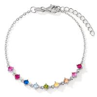 Bracelet Argent Zircone 9 Pierres Rhodié 16-19 cm-603245