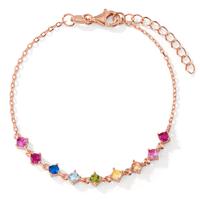 Bracelet Argent Zircone 9 Pierres rosé Plaqué or 16-19 cm-603246
