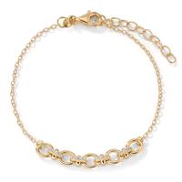 Bracelet Argent Zircone 16 Pierres jaune Plaqué or 16-19 cm-603253