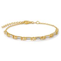 Bracelet Argent Zircone 16 Pierres jaune Plaqué or 15.5-18.5 cm-603256