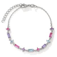 Bracelet Argent Zircone 11 Pierres Rhodié 16-19 cm-603257