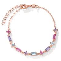 Bracelet Argent Zircone 11 Pierres rosé Plaqué or 16-19 cm-603258