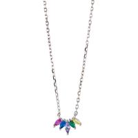 Collier Argent Zircone 5 Pierres Plaqué or 40-45 cm-603279