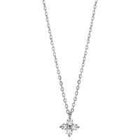 Collier Argent Zircone 4 Pierres Rhodié Fleur 40-45 cm-603300