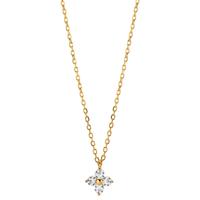 Collier Argent Zircone 4 Pierres jaune Plaqué or Fleur 40-45 cm-603302