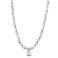 Collier Argent Zircone Rhodié perle d'eau douce blanc, 4 mm 36-41 cm-603309