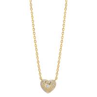 Collier Argent Zircone jaune Plaqué or Coeur 38-43 cm Ø10 mm-603314