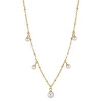 Collier Argent jaune Plaqué or [shining Pearls] blanc, 5 Perles 4.5-6.5 mm 40-45 cm-603338
