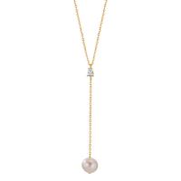Collier Argent Zircone jaune Plaqué or perle d'eau douce blanc, 11 mm 40-45 cm-603341