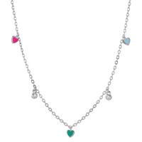 Collier Argent Zircone 2 Pierres Rhodié Coeur 34-41 cm-603344