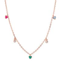 Collier Argent Zircone 2 Pierres rosé Plaqué or Coeur 34-41 cm-603345