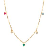 Collier Argent Zircone 2 Pierres jaune Plaqué or Coeur 34-41 cm-603346